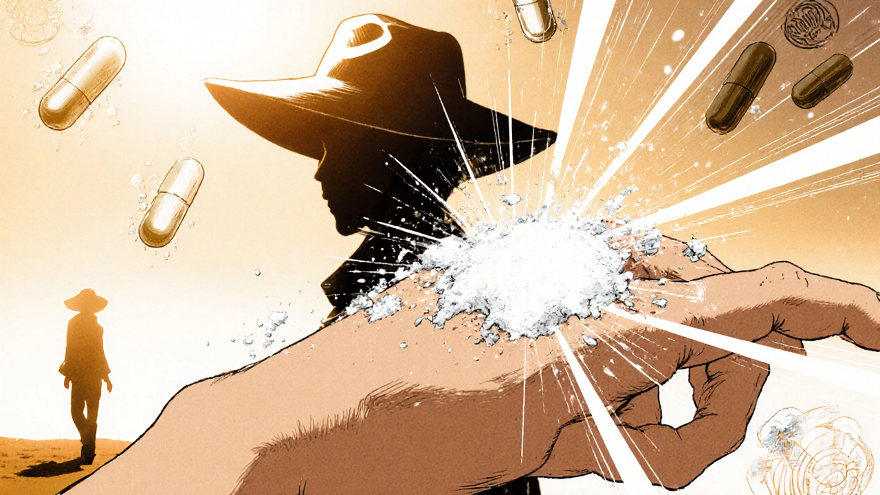 Hand applying zinc oxide sunscreen as protective mineral runes block invisible UVA rays.