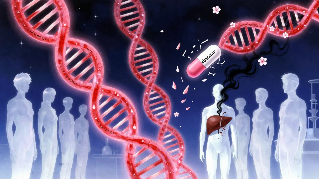 Celestial DNA flowers with one glowing red gene fragment shattering under a falling pill, human silhouettes in the background.